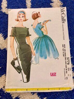 Vintage 1961 McCall Pattern 5776 Dress SLIM or FULL BUST 34/SIZE 14 UNCUT